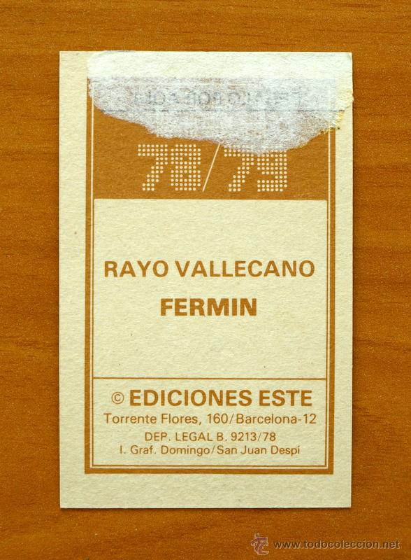 Cromos de f&uacute;tbol: Rayo Vallecano - Fermin - Ediciones Este 1978-1979, 78-79 - Foto 2