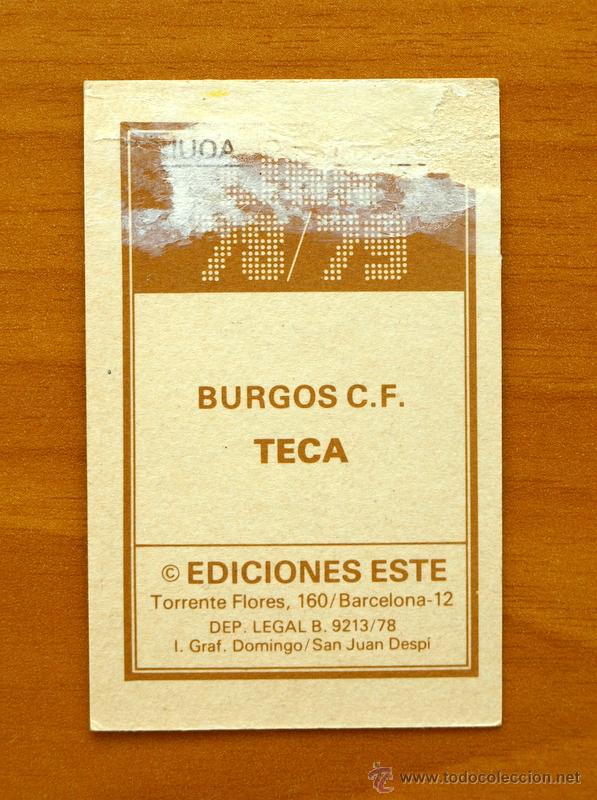 Cromos de f&uacute;tbol: Burgos - Teca - Ediciones Este 1978-1979, 78-79 - Foto 2