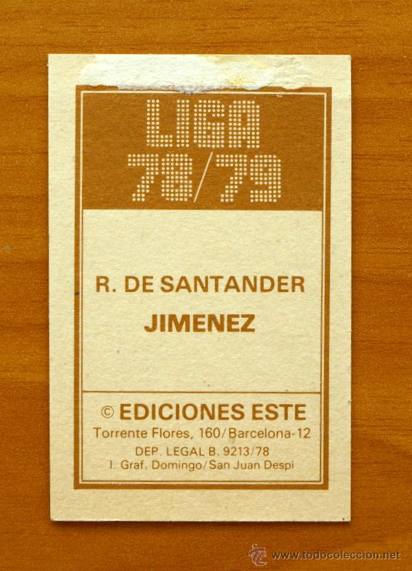 Cromos de f&uacute;tbol: Racing de Santander - Jim&eacute;nez - Ediciones Este 1978-1979, 78-79 - Foto 2