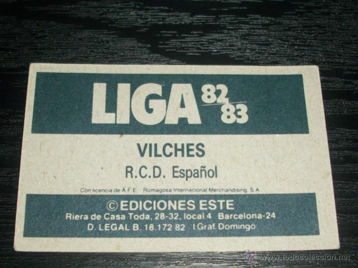 Cromos de f&uacute;tbol: -ESTE 82-83 : VILCHES  ( ESPA&Ntilde;OL ) - Foto 2