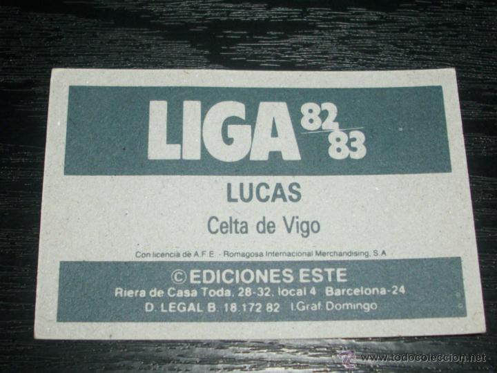 Cromos de f&uacute;tbol: -ESTE 82-83 : LUCAS  ( CELTA ) - Foto 2