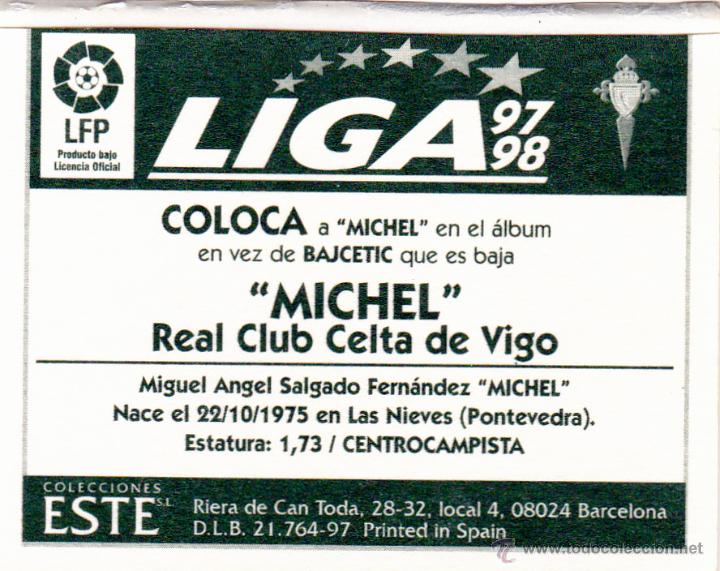 Cromos de f&uacute;tbol: ESTE 97/98 MICHEL COLOCA DEL CELTA (LEVE VENTANILLA)(A-9) - Foto 2