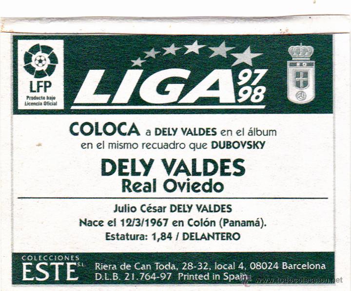 Cromos de f&uacute;tbol: ESTE 97/98 DELY VALDES COLOCA DEL OVIEDO (LEVE VENTANILLA)(A-9) - Foto 2