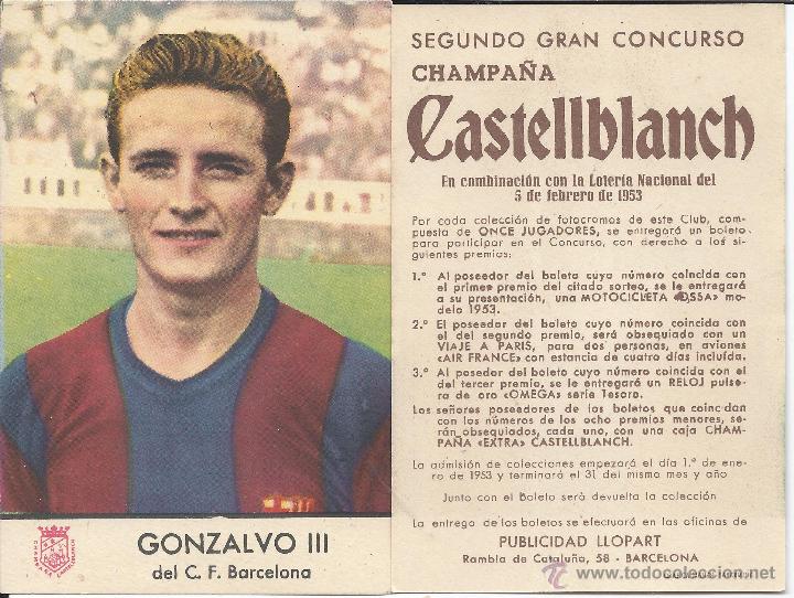 Cromos de f&uacute;tbol: 8680- CROMO CASTELLBLANCH- SEGUNDO GRAN CONCURSO: GONZALVO III-BARCELONA
