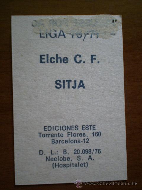 Cromos de f&uacute;tbol: CROMO EDICIONES ESTE LIGA 76/77 - SITJ&Aacute; (Elche) - Foto 2