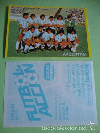 Fu&szlig;ball-Sticker: CROMO ALBUM FUTBOL EN ACCION DE DANONE N&ordm; 47 A&Ntilde;O 1982 SELECCION ARGENTINA CON MARADONA (NUEVO)