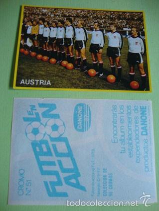 Cromos de F&uacute;tbol: CROMO ALBUM FUTBOL EN ACCION DE DANONE N&ordm; 51 A&Ntilde;O 1982 (NUEVO SIN PEGAR)