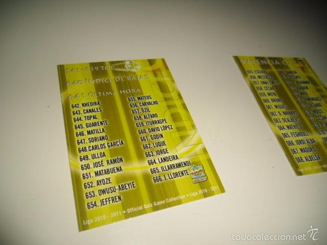 Cromos de Futebol: OFFICIAL QUIZ GAME COLLECTION 2011 FICHA