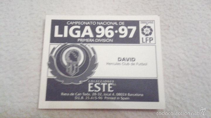 Cromos de f&uacute;tbol: 96/97 ESTE. NUNCA PEGADO BAJA HERCULES DAVID - Foto 2