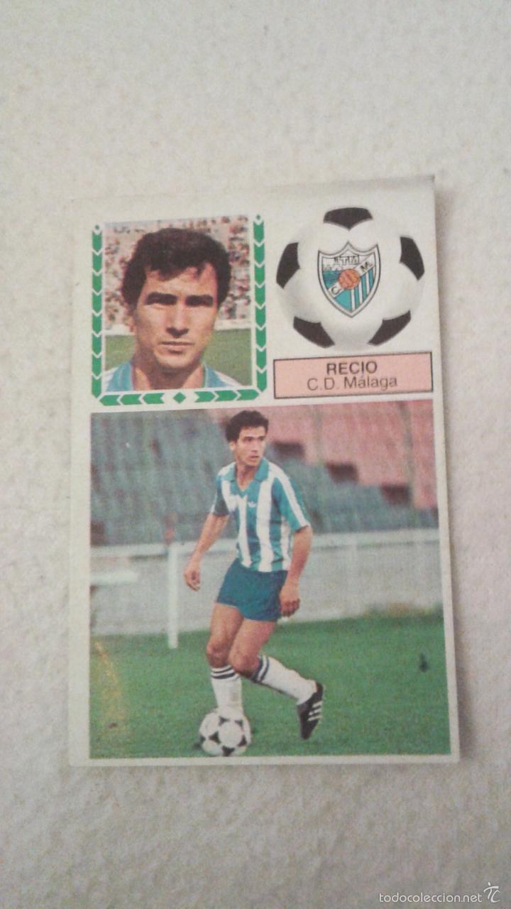 Cromos de f&uacute;tbol: 83/84 ESTE. RECIO MALAGA CON ERROR IMPRESION MANCHA CESPED - Foto 1