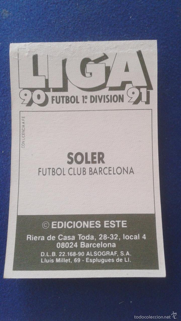 Cromos de f&uacute;tbol: 90-91 ESTE. BARCELONA SOLER - Foto 2