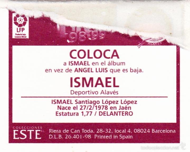Cromos de f&uacute;tbol: ESTE 98-99 ISMAEL COLOCA DIFICIL (VENTANILLA)(A-9) - Foto 2