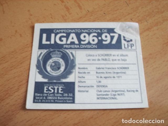 Cromos de f&uacute;tbol: RACING  SCHURRER  COLOCA  ED. ESTE 96-97  VENTANILLA - Foto 2