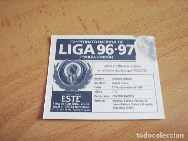 Cromos de f&uacute;tbol: HERCULES  LONGHI  COLOCA  ED. ESTE 96-97 VENTANILLA - Foto 2
