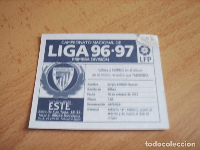 Cromos de f&uacute;tbol: AT.BILBAO  KORINO  COLOCA  ED. ESTE 96-97  VENTANILLA - Foto 2