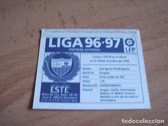 Cromos de f&uacute;tbol: EXTREMADURA  SOLER  COLOCA  ED.ESTE 96-97  VENTANILLA - Foto 2