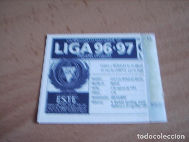 Cromos de f&uacute;tbol: LOGRO&Ntilde;ES  MORALES  COLOCA  ED.ESTE 96-97  VENTANILLA - Foto 2