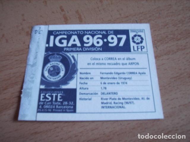 Cromos de f&uacute;tbol: RACING   CORREA  COLOCA  ED.ESTE 96-97  VENTANILLA - Foto 2