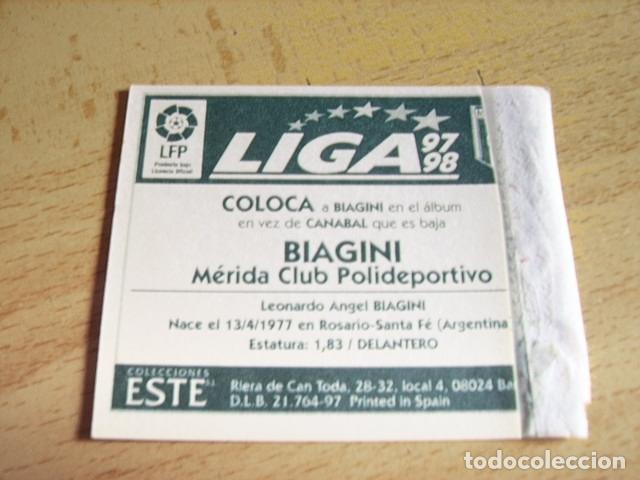Cromos de f&uacute;tbol: MERIDA--    BIAGINI   COLOCA  ED.ESTE 97-98  VENTANILLA - Foto 2