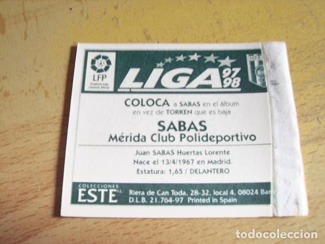 Cromos de f&uacute;tbol: MERIDA--  SABAS  COLOCA  ED.ESTE 97-98  VENTANILLA - Foto 2
