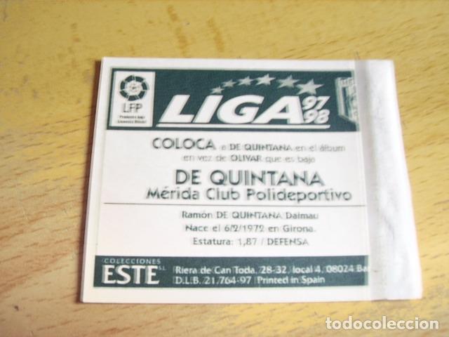 Cromos de f&uacute;tbol: MERIDA--  DE QUINTANA  COLOCA  ED.ESTE 97-98  VENTANILLA - Foto 2