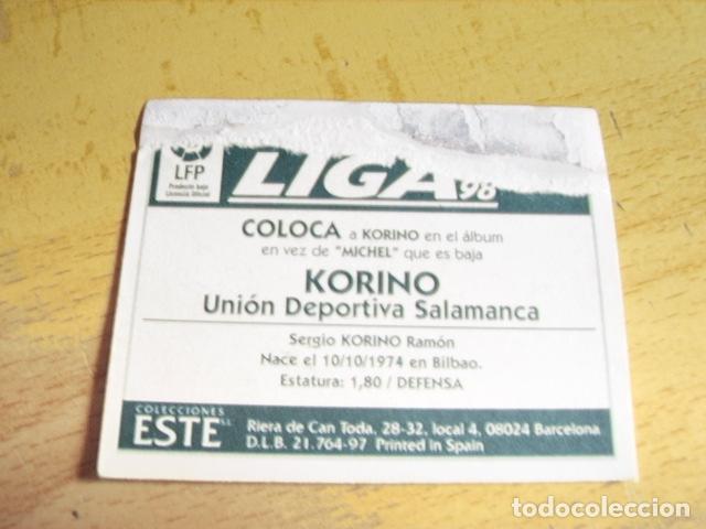 Cromos de f&uacute;tbol: SALAMANCA--  KORINO  COLOCA  ED.ESTE 97-98  VENTANILLA - Foto 2