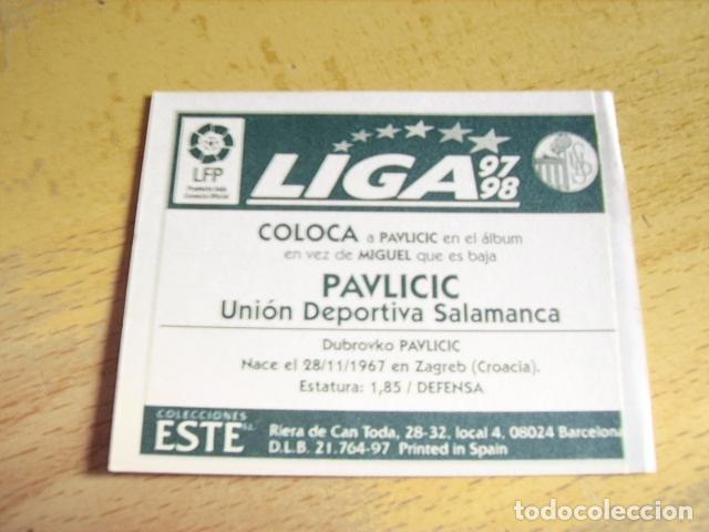Cromos de f&uacute;tbol: SALAMANCA--  PAVLICIC   COLOCA  ED.ESTE 97-98  VENTANILLA - Foto 2