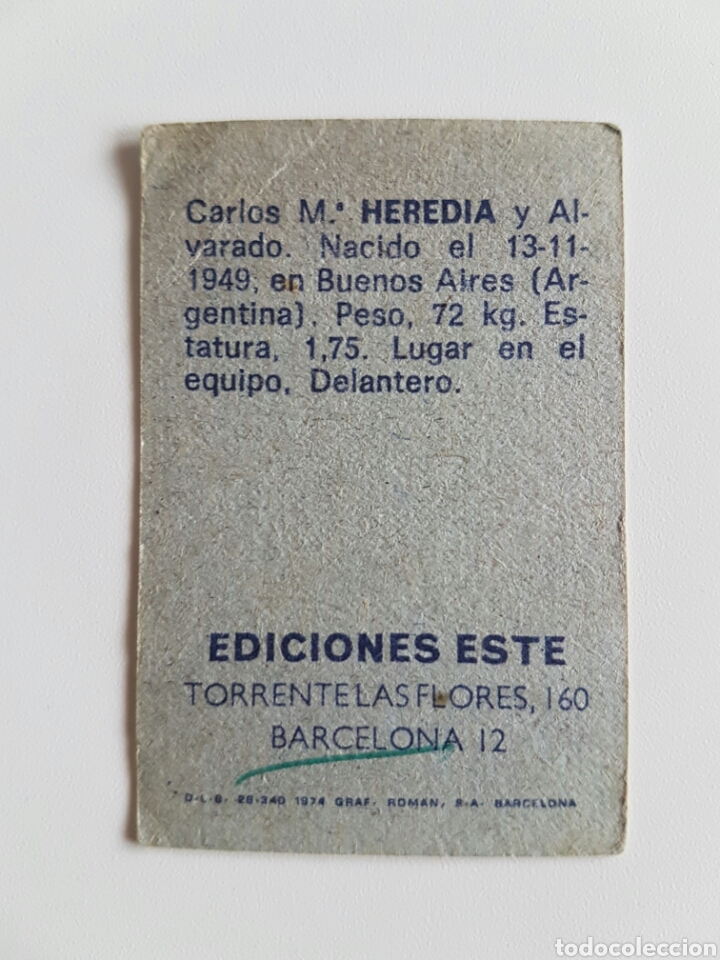 Cromos de f&uacute;tbol: Este 74 75 doble HEREDIA Elche despegado - Foto 2