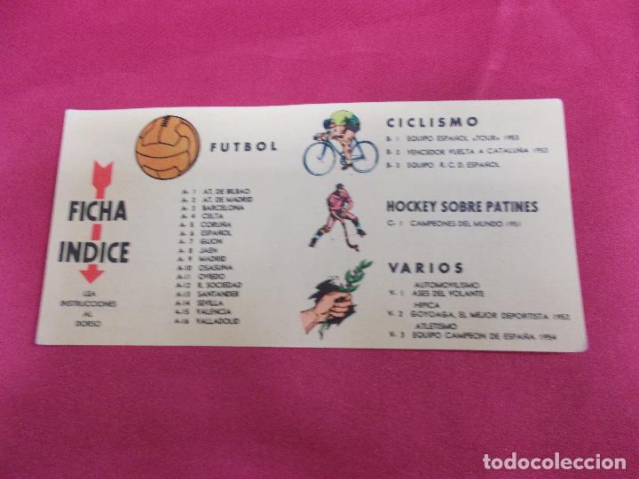 Cromos de f&uacute;tbol: FICHA INDICE FUTBOL, CICLISMO, ETC.. . CHOCOLATES BATANGA.