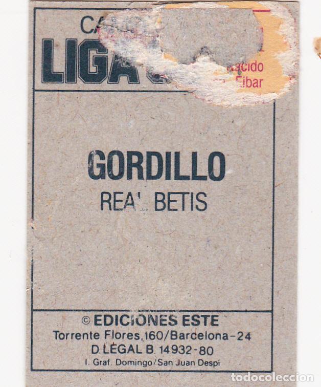 Cromos de f&uacute;tbol: ESTE 80-81 GORDILLO (DESPEGADO)(A-9) - Foto 2