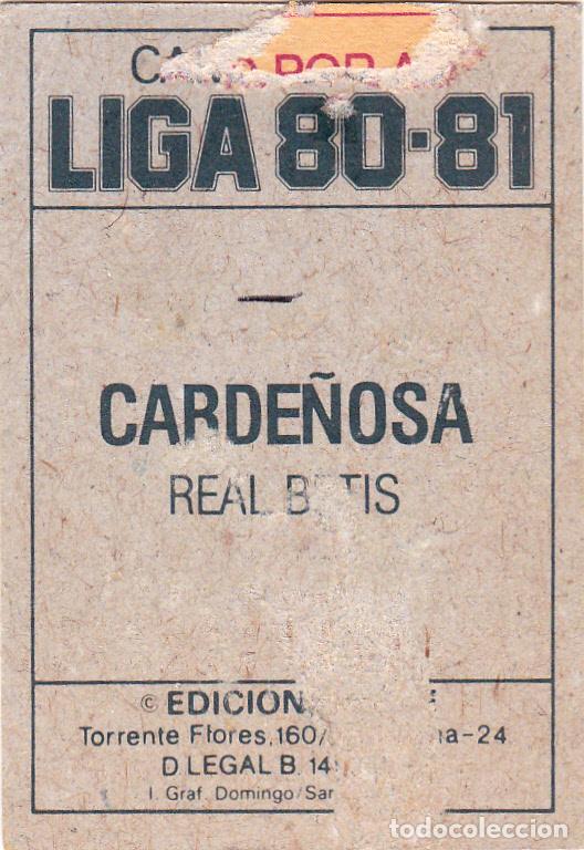 Cromos de f&uacute;tbol: ESTE 80-81 CARDE&Ntilde;OSA (DESPEGADO)(A-9) - Foto 2