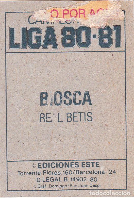 Cromos de f&uacute;tbol: ESTE 80-81 BIOSCA (DESPEGADO)(A-9) - Foto 2