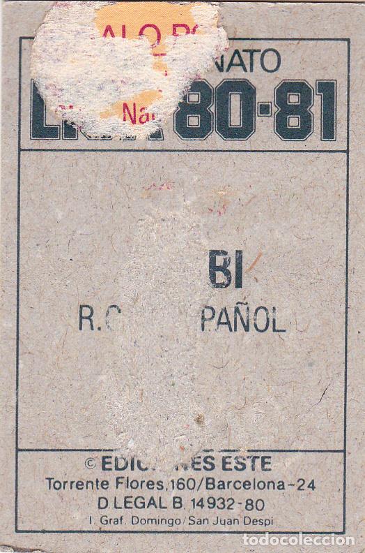 Cromos de f&uacute;tbol: ESTE 80-81 ARABI (DESPEGADO)(A-9) - Foto 2