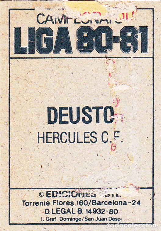 Cromos de f&uacute;tbol: ESTE 80-81 DEUSTO (DESPEGADO)(A-9) - Foto 2