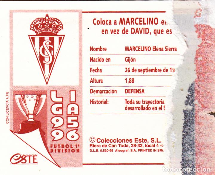 Cromos de f&uacute;tbol: ESTE 95-96 MARCELINO COLOCA MUY DIFICIL (VENTANILLA)(A-9) - Foto 2