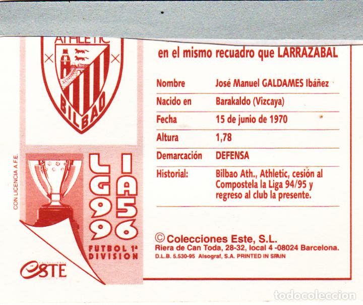 Cromos de f&uacute;tbol: ESTE 95-96 GALDAMES COLOCA (VENTANILLA)(A-9) - Foto 2