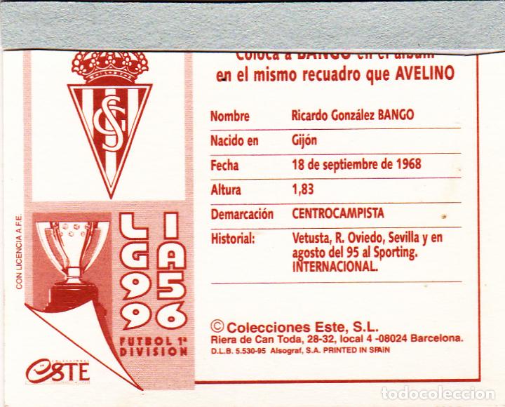 Cromos de f&uacute;tbol: ESTE 95-96 BANGO COLOCA (VENTANILLA)(A-9) - Foto 2