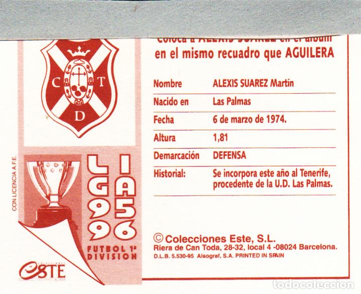 Cromos de f&uacute;tbol: ESTE 95-96 ALEXIS SUAREZ COLOCA (VENTANILLA)(A-9) - Foto 2