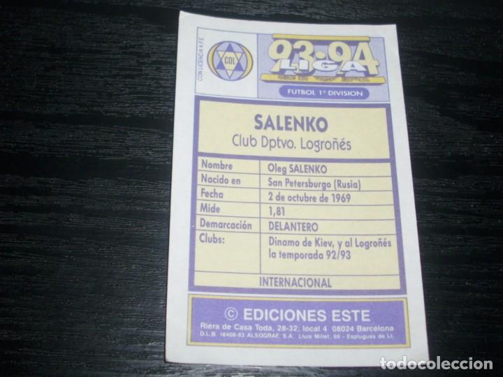 Cromos de f&uacute;tbol: -ESTE 93-94 : SALENKO  ( LOGRO&Ntilde;ES ) ADHESIVO - Foto 2