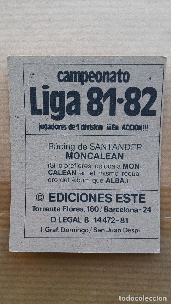 Cromos de f&uacute;tbol: Cromo ediciones ESTE 1981-1982 - Moncalean - Racing de Santander - Versi&oacute;n coloca - Nunca pegado - Foto 2