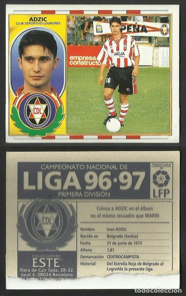 Cromos de f&uacute;tbol: ADZIC (LOGRO&Ntilde;ES) &bull;&bull;&bull; COLOCA &bull;&bull;&bull; EN VENTANILLA &bull;&bull;&bull; TEMPORADA 1996/1997 (96/97) &bull;&bull;&bull; ESTE - Foto 1