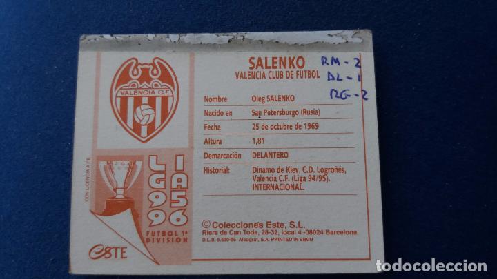 Cromos de f&uacute;tbol: 95/96 ESTE. VALENCIA baja salenko - Foto 2