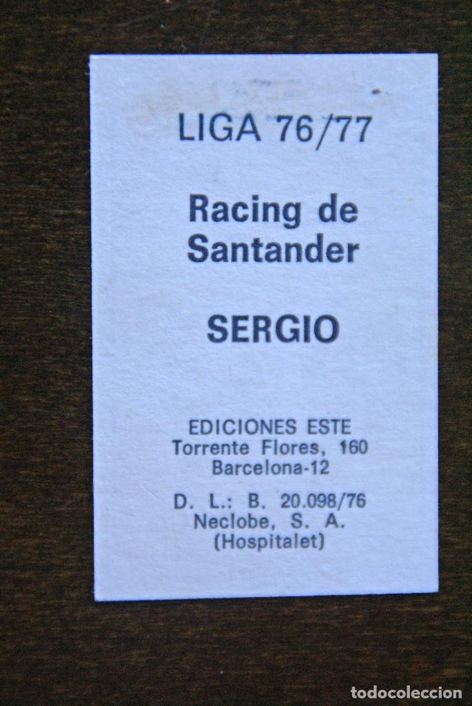 Cromos de f&uacute;tbol: ED. ESTE 76-77. SERGIO RACING SANTANDER. RECUPERADO - Foto 2