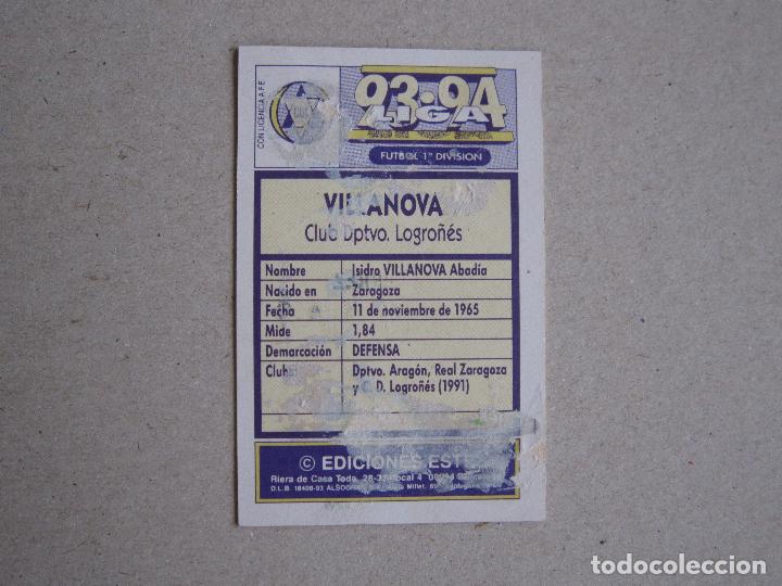 Cromos de f&uacute;tbol: ESTE 93-94 VILLANOVA LOGRO&Ntilde;ES D 1993-1994 - Foto 2