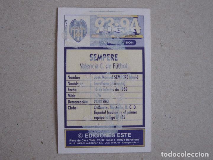 Cromos de f&uacute;tbol: ESTE 93-94 SEMPERE VALENCIA D 1993-1994 - Foto 2