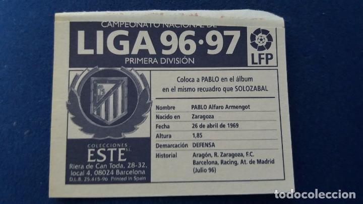 Cromos de f&uacute;tbol: 96/97 Este. Coloca at. MADRID pablo - Foto 2
