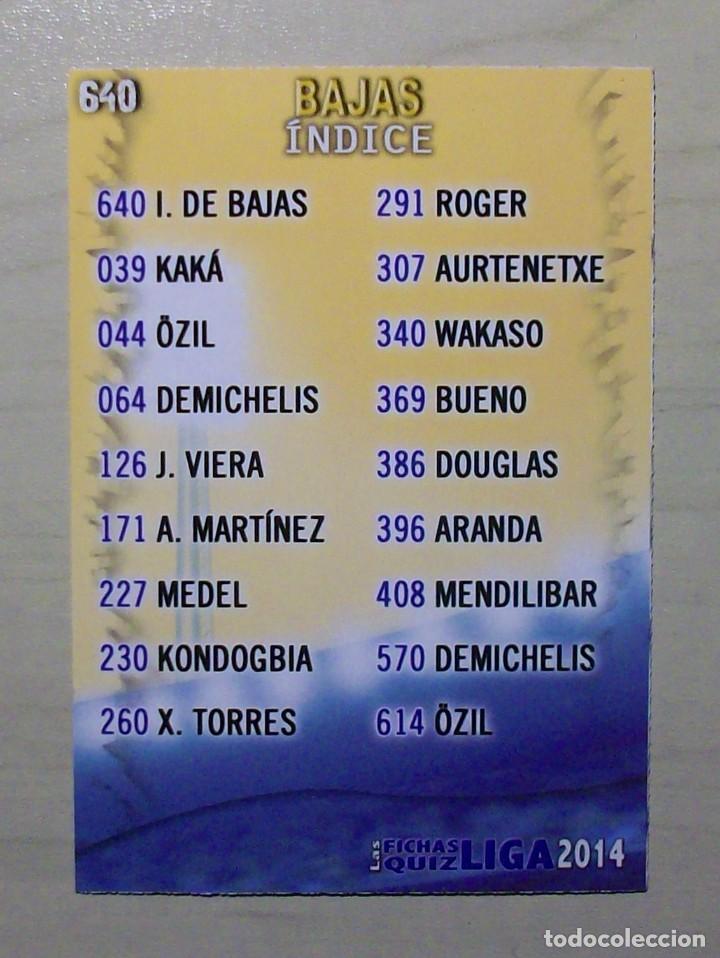 Cromos de F&uacute;tbol: 640 INDICE BAJAS MUNDICROMO 2013 2014 13 14