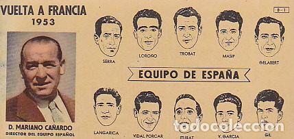 Cromos de Futebol: CROMO CHOCOLATES BATANGA VUELTA A FRANCIA 1953 EQUIPO DE ESPA&Ntilde;A