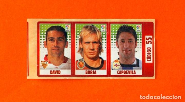 Cromos de f&uacute;tbol: David, Borja, Capdevila - C&oacute;digo 55 - Liga 2005-2006, 05-06 - Cromo Chicles - Foto 1