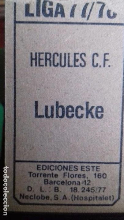 Cromos de f&uacute;tbol: ESTE 77/78/ HERCULES / LUBECKE / DESPEGADO/ - Foto 2